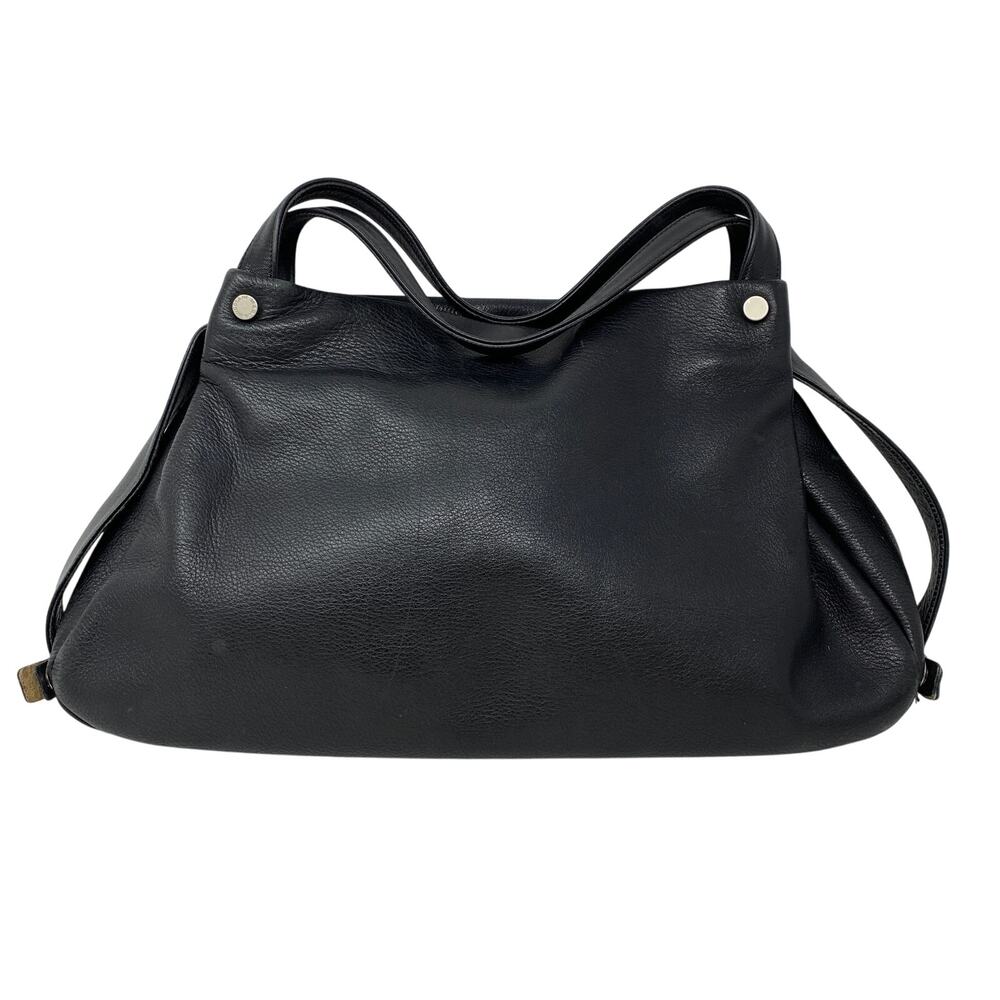 Vintage Marco Buggiani Satchel Handbag Purse Black Leather Top Handle